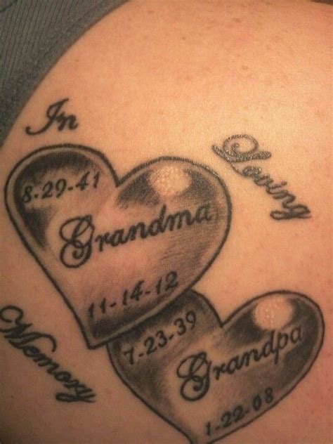 Grandparents remembrance tattoos - Parents and Grandparents . A mother, father, stepparent, godparent, or grandparent had strong ties to making us who we are and remembering them with a tattoo can be a way to recognize that important aspect of our life: Made by Mom & Dad. Love is enough. She (he) let me fly. Now she (he) has wings. Every day I live to thank you for my life. 